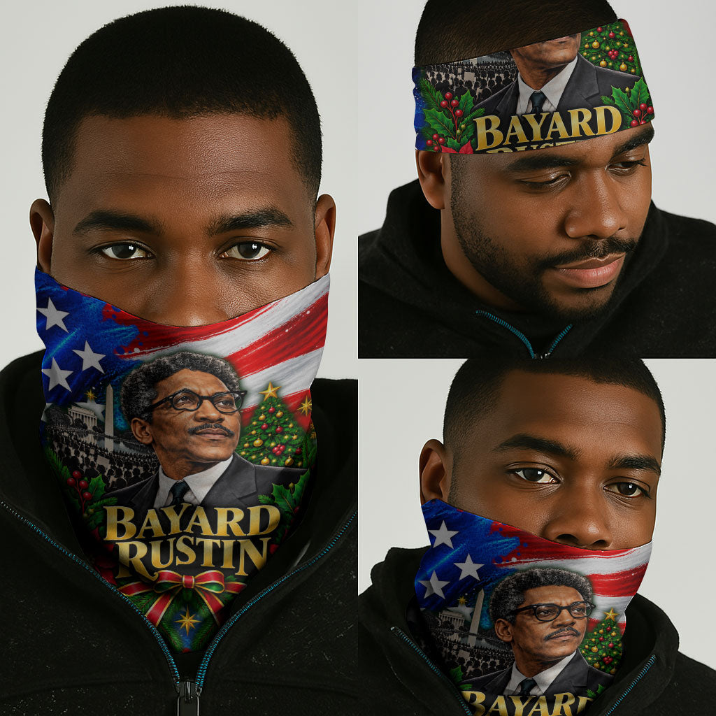 Bayard Rustin American Flag Christmas Neck Gaiter Civil Rights Leader March On Washington Holiday