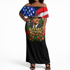 Bayard Rustin American Flag Christmas Off Shoulder Maxi Dress Civil Rights Leader March On Washington Holiday