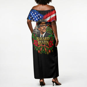 Bayard Rustin American Flag Christmas Off Shoulder Maxi Dress Civil Rights Leader March On Washington Holiday