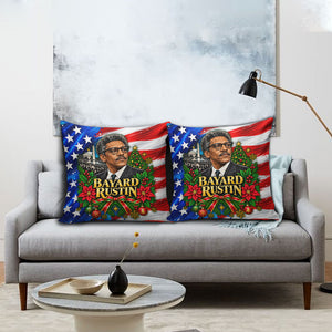Bayard Rustin American Flag Christmas Pillow Cover Civil Rights Leader March On Washington Holiday
