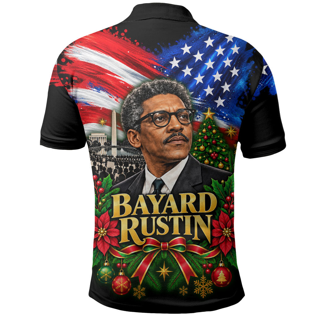 Bayard Rustin American Flag Christmas Polo Shirt Civil Rights Leader March On Washington Holiday
