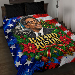 Bayard Rustin American Flag Christmas Quilt Bed Set Civil Rights Leader March On Washington Holiday