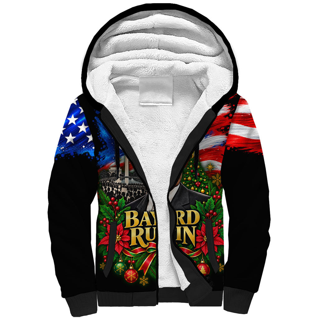 Bayard Rustin American Flag Christmas Sherpa Hoodie Civil Rights Leader March On Washington Holiday