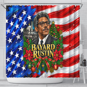 Bayard Rustin American Flag Christmas Shower Curtain Civil Rights Leader March On Washington Holiday