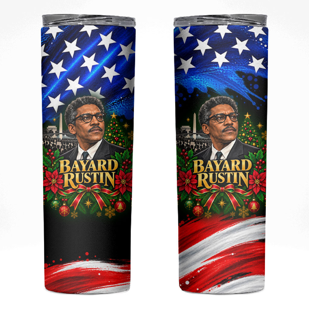 Bayard Rustin American Flag Christmas Skinny Tumbler Civil Rights Leader March On Washington Holiday