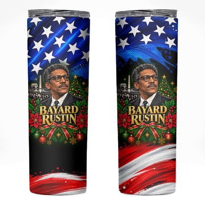 Bayard Rustin American Flag Christmas Skinny Tumbler Civil Rights Leader March On Washington Holiday