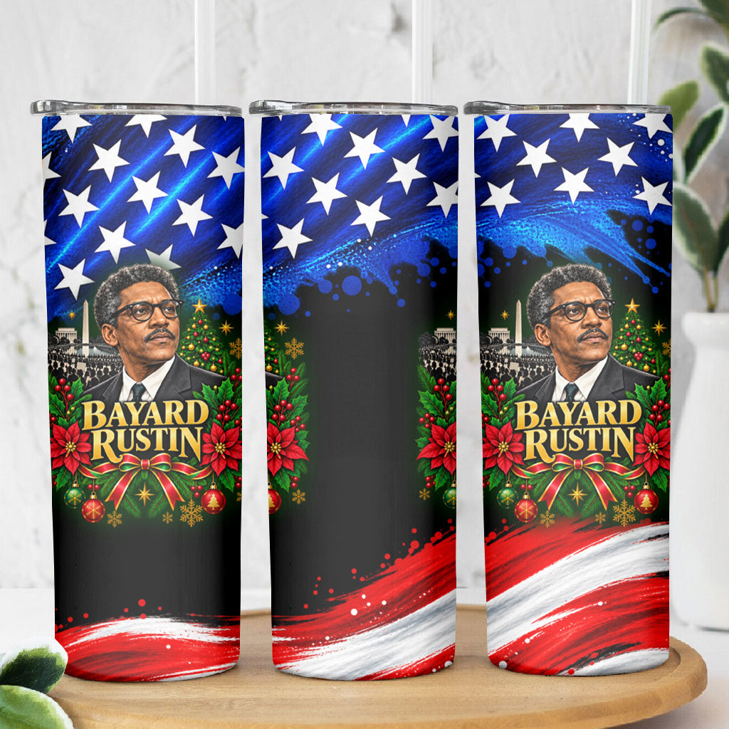 Bayard Rustin American Flag Christmas Skinny Tumbler Civil Rights Leader March On Washington Holiday
