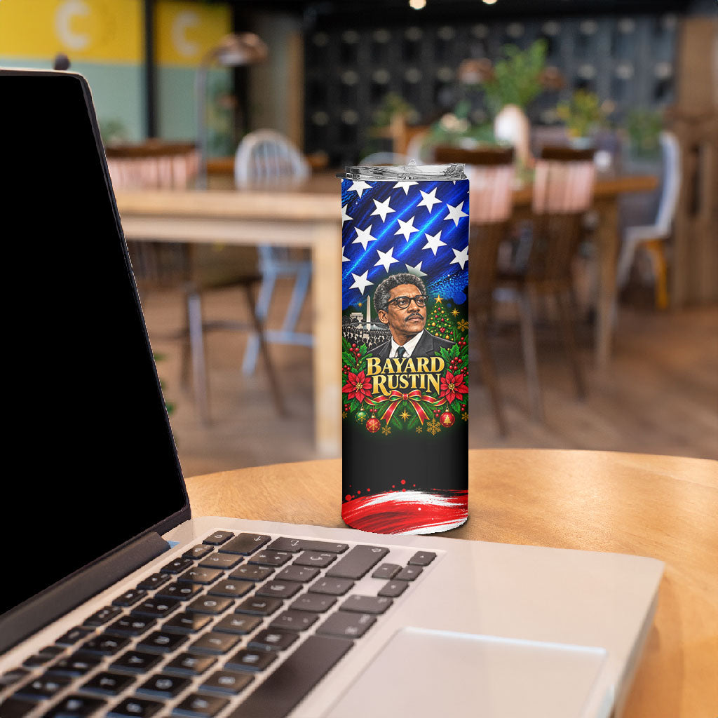 Bayard Rustin American Flag Christmas Skinny Tumbler Civil Rights Leader March On Washington Holiday