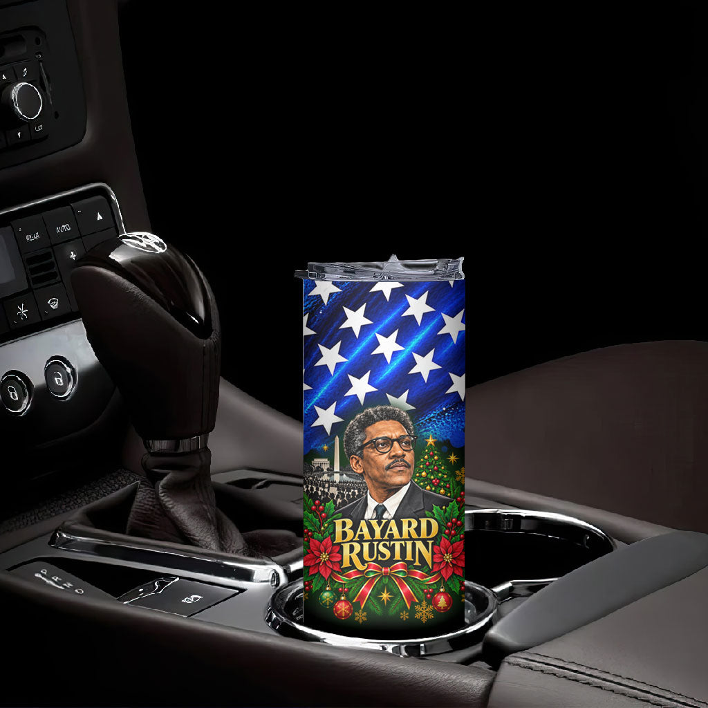 Bayard Rustin American Flag Christmas Skinny Tumbler Civil Rights Leader March On Washington Holiday