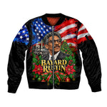 Bayard Rustin American Flag Christmas Sleeve Zip Bomber Jacket Civil Rights Leader March On Washington Holiday