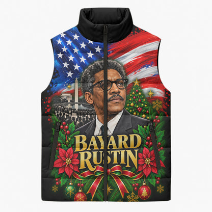 Bayard Rustin American Flag Christmas Sleeveless Puffer Jacket Civil Rights Leader March On Washington Holiday