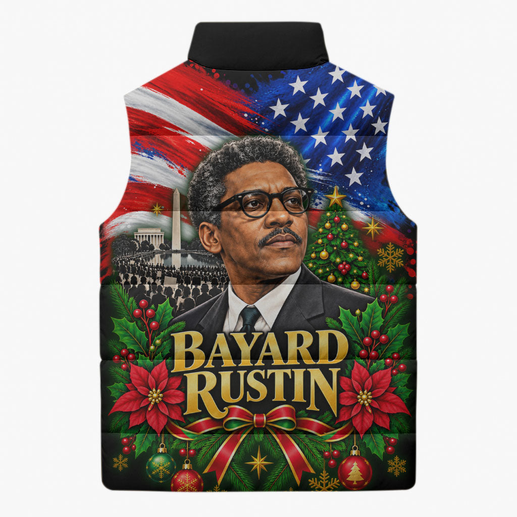 Bayard Rustin American Flag Christmas Sleeveless Puffer Jacket Civil Rights Leader March On Washington Holiday
