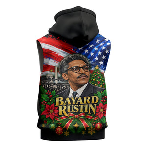 Bayard Rustin American Flag Christmas Sleeveless Zip Hoodie Civil Rights Leader March On Washington Holiday