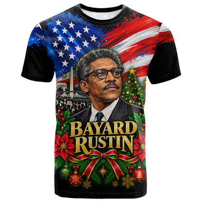 Bayard Rustin American Flag Christmas T shirt Civil Rights Leader March On Washington Holiday