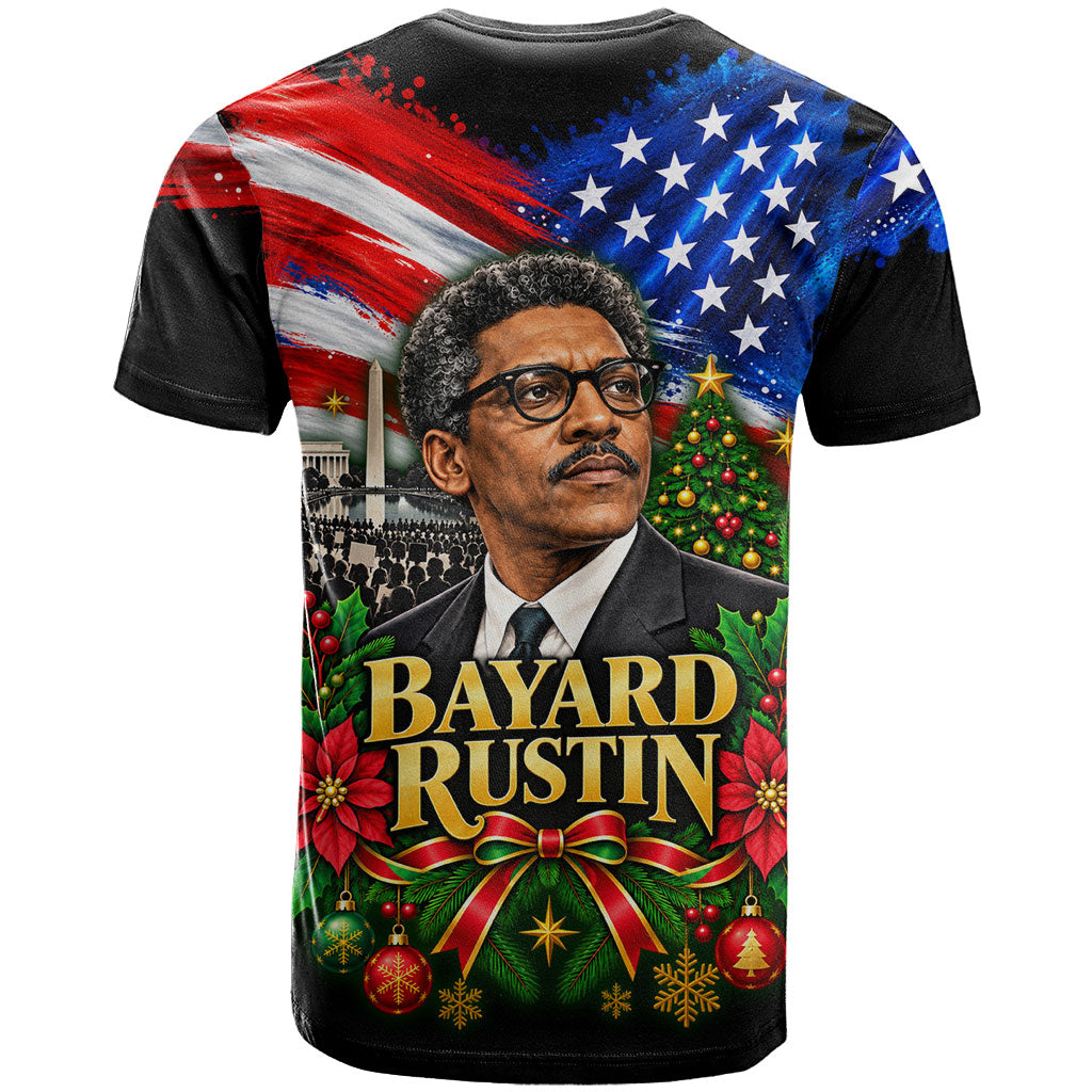 Bayard Rustin American Flag Christmas T shirt Civil Rights Leader March On Washington Holiday