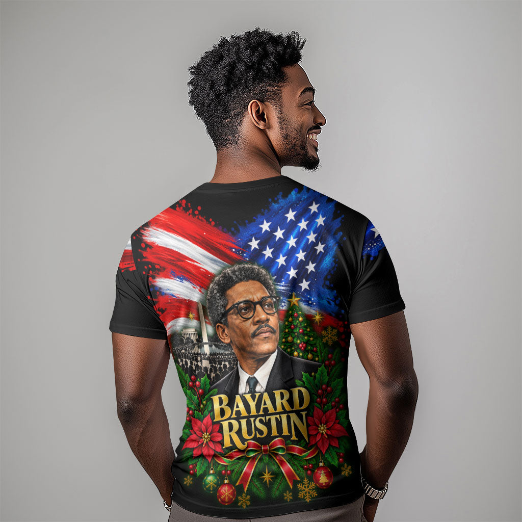 Bayard Rustin American Flag Christmas T shirt Civil Rights Leader March On Washington Holiday