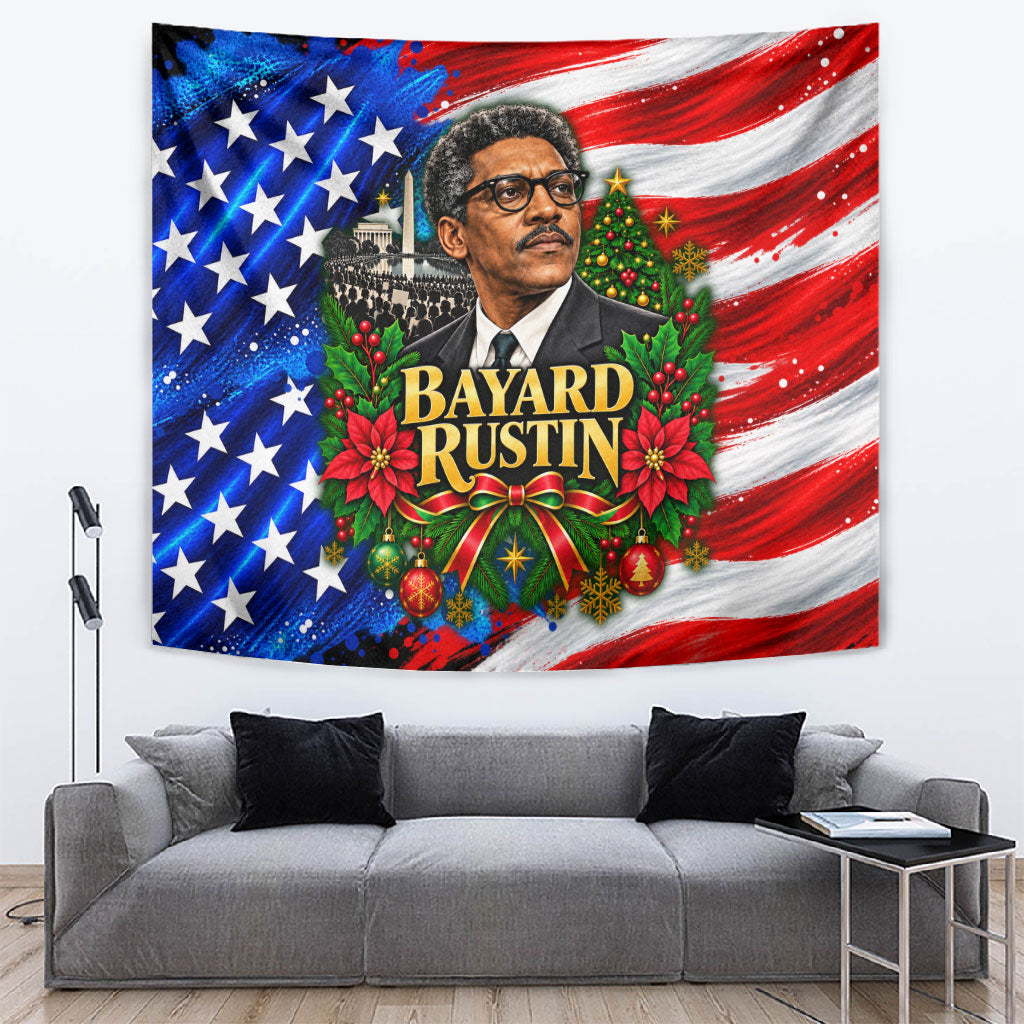 Bayard Rustin American Flag Christmas Tapestry Civil Rights Leader March On Washington Holiday