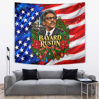 Bayard Rustin American Flag Christmas Tapestry Civil Rights Leader March On Washington Holiday