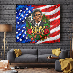 Bayard Rustin American Flag Christmas Tapestry Civil Rights Leader March On Washington Holiday