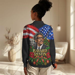 Bayard Rustin American Flag Christmas Women Casual Shirt Civil Rights Leader March On Washington Holiday