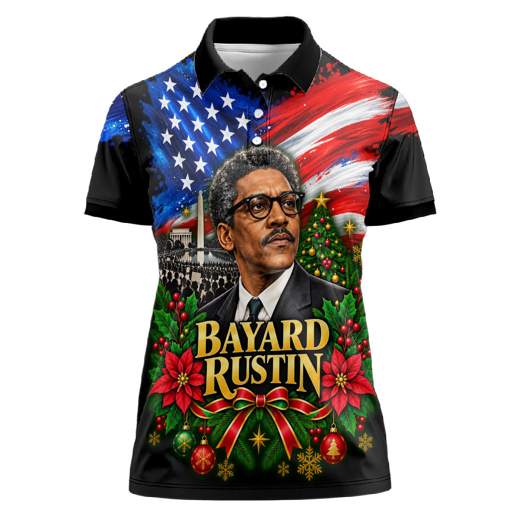 Bayard Rustin American Flag Christmas Women Polo Shirt Civil Rights Leader March On Washington Holiday