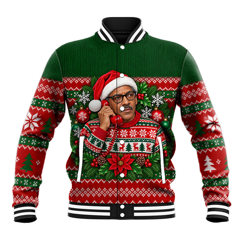 Bayard Rustin Christmas Baseball Jacket Ugly Christmas Pattern Retro Fair Isle