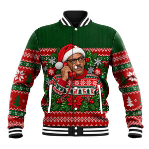 Bayard Rustin Christmas Baseball Jacket Ugly Christmas Pattern Retro Fair Isle