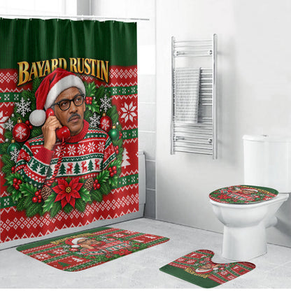 Bayard Rustin Christmas Bathroom Set Ugly Christmas Pattern Retro Fair Isle