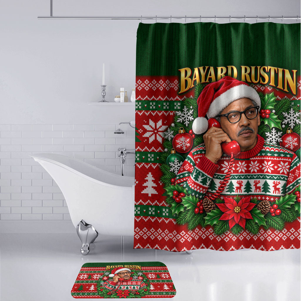 Bayard Rustin Christmas Bathroom Set Ugly Christmas Pattern Retro Fair Isle