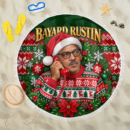 Bayard Rustin Christmas Beach Blanket Ugly Christmas Pattern Retro Fair Isle