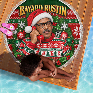 Bayard Rustin Christmas Beach Blanket Ugly Christmas Pattern Retro Fair Isle
