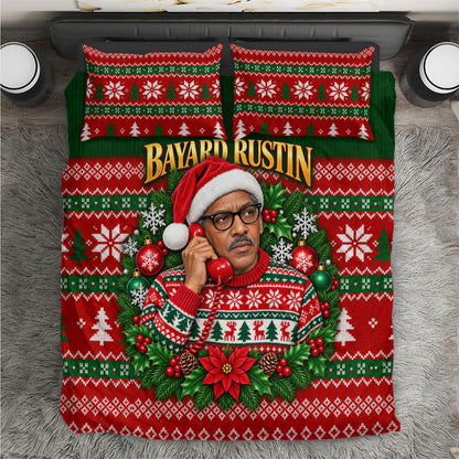 Bayard Rustin Christmas Bedding Set Ugly Christmas Pattern Retro Fair Isle