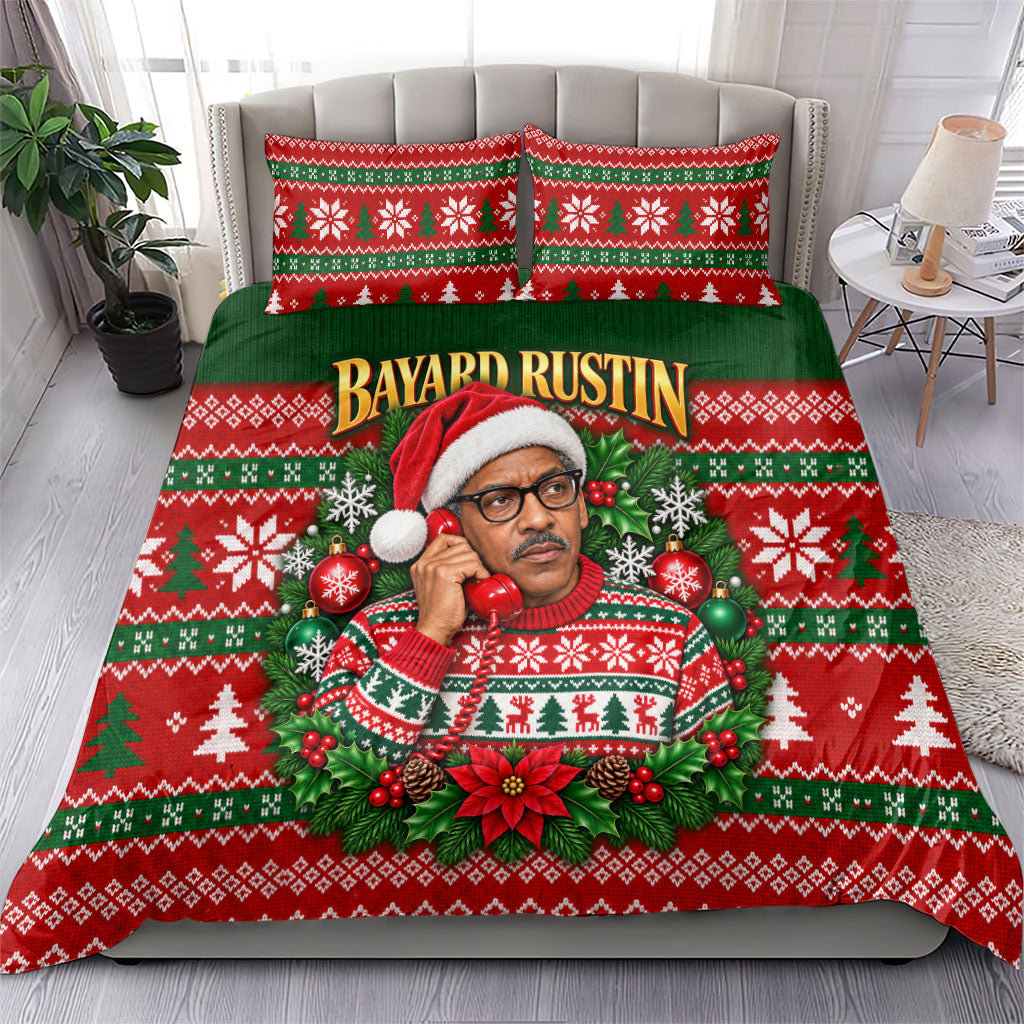 Bayard Rustin Christmas Bedding Set Ugly Christmas Pattern Retro Fair Isle