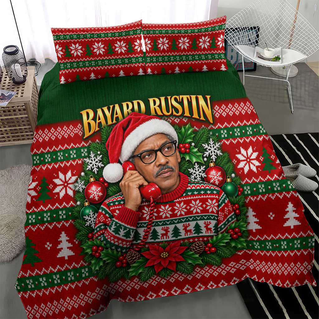 Bayard Rustin Christmas Bedding Set Ugly Christmas Pattern Retro Fair Isle