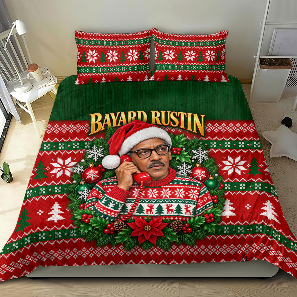 Bayard Rustin Christmas Bedding Set Ugly Christmas Pattern Retro Fair Isle