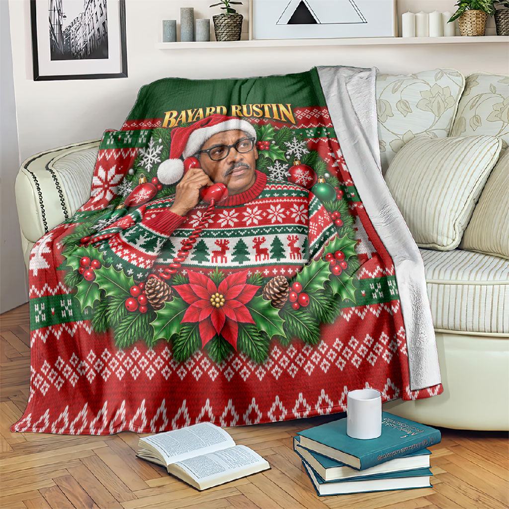 Bayard Rustin Christmas Blanket Ugly Christmas Pattern Retro Fair Isle