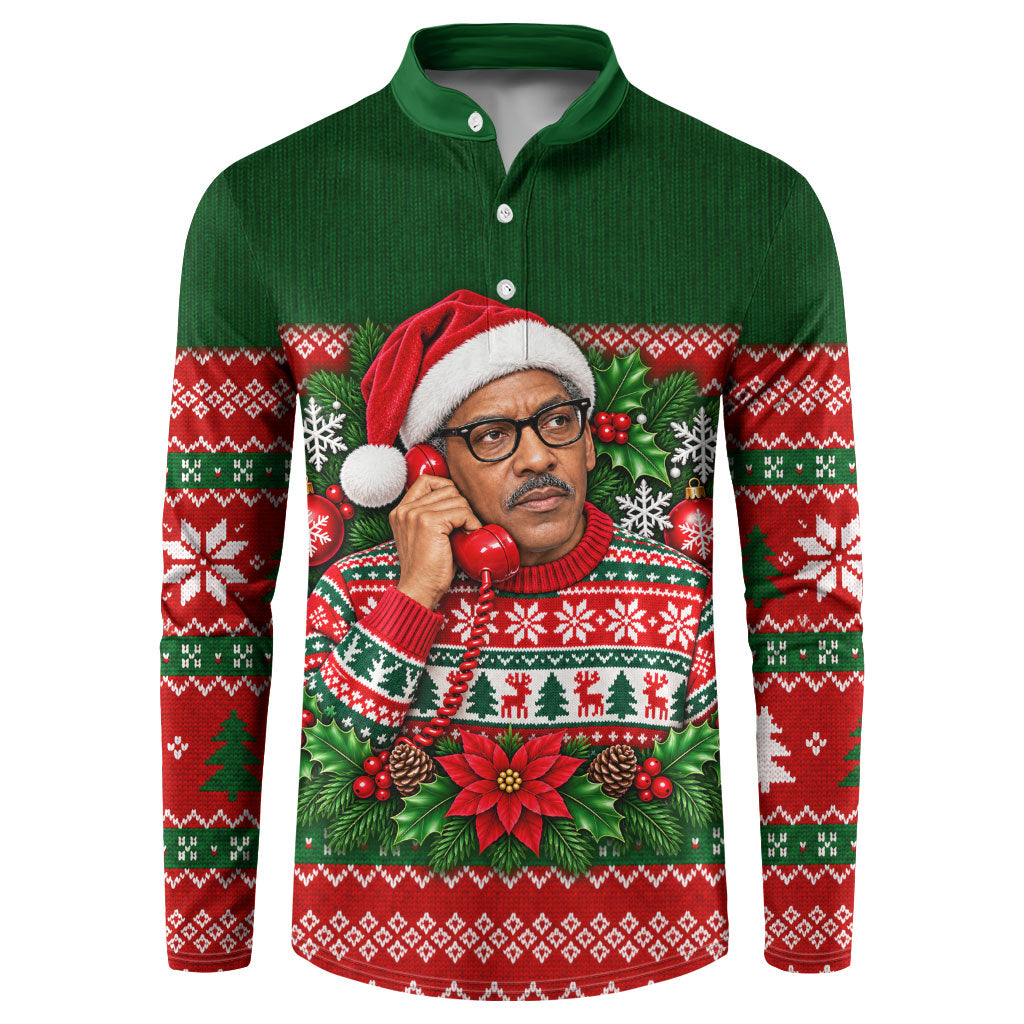 Bayard Rustin Christmas Button Sweatshirt Ugly Christmas Pattern Retro Fair Isle