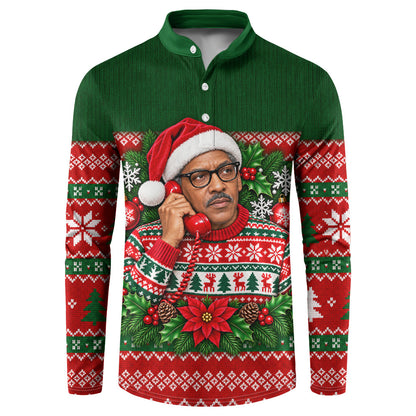Bayard Rustin Christmas Button Sweatshirt Ugly Christmas Pattern Retro Fair Isle