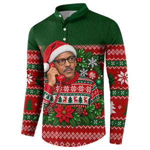 Bayard Rustin Christmas Button Sweatshirt Ugly Christmas Pattern Retro Fair Isle