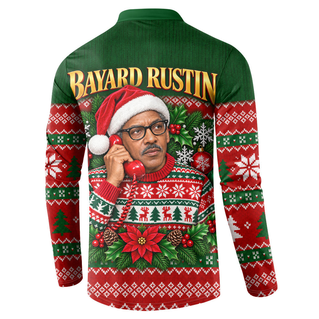 Bayard Rustin Christmas Button Sweatshirt Ugly Christmas Pattern Retro Fair Isle
