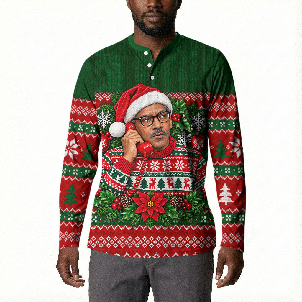 Bayard Rustin Christmas Button Sweatshirt Ugly Christmas Pattern Retro Fair Isle