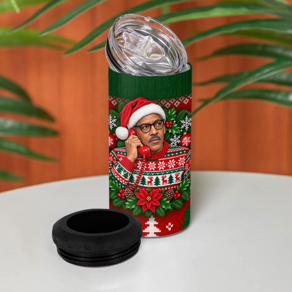 Bayard Rustin Christmas 4 in 1 Can Cooler Tumbler Ugly Christmas Pattern Retro Fair Isle