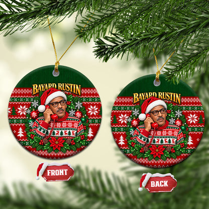 Bayard Rustin Christmas Ceramic Ornament Ugly Christmas Pattern Retro Fair Isle