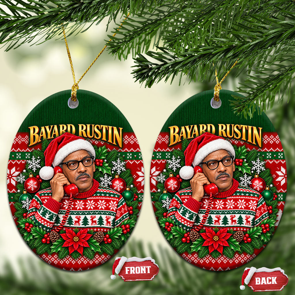 Bayard Rustin Christmas Ceramic Ornament Ugly Christmas Pattern Retro Fair Isle