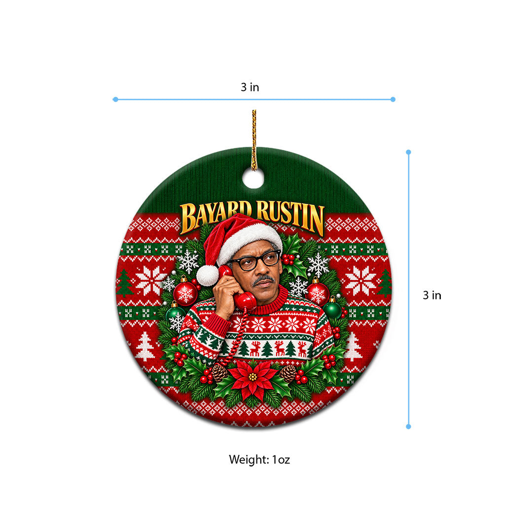 Bayard Rustin Christmas Ceramic Ornament Ugly Christmas Pattern Retro Fair Isle