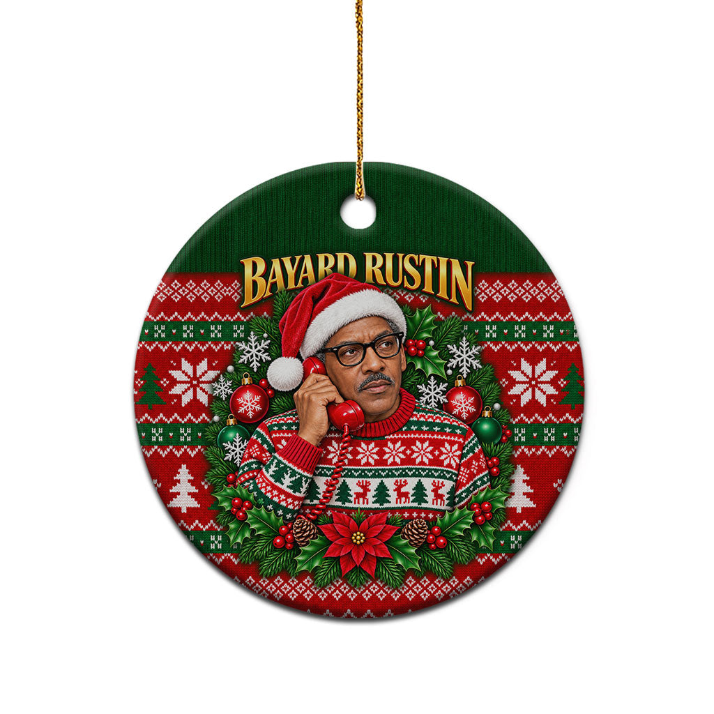 Bayard Rustin Christmas Ceramic Ornament Ugly Christmas Pattern Retro Fair Isle