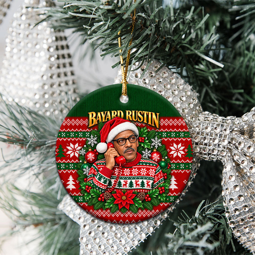Bayard Rustin Christmas Ceramic Ornament Ugly Christmas Pattern Retro Fair Isle