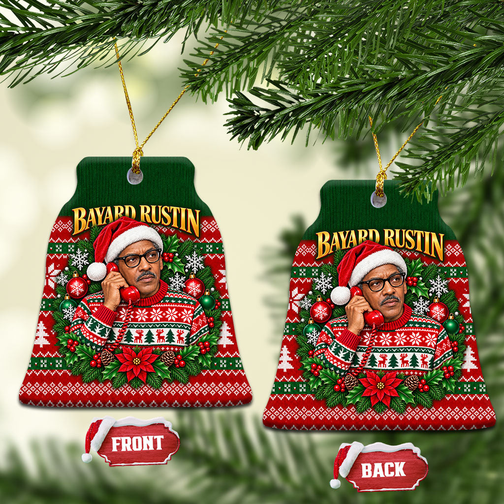 Bayard Rustin Christmas Ceramic Ornament Ugly Christmas Pattern Retro Fair Isle