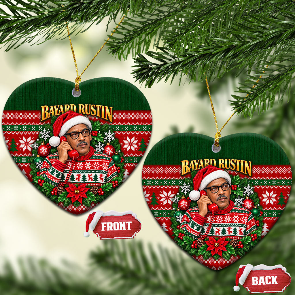 Bayard Rustin Christmas Ceramic Ornament Ugly Christmas Pattern Retro Fair Isle