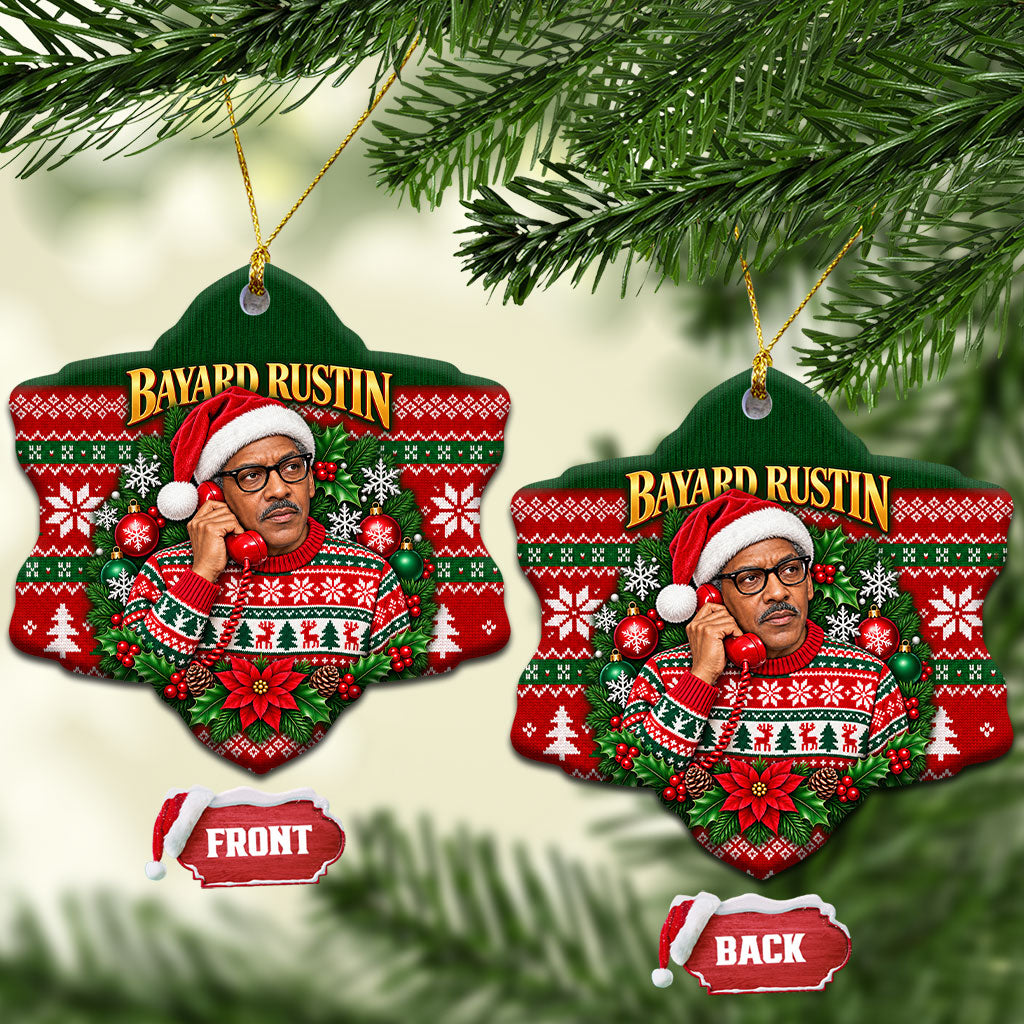 Bayard Rustin Christmas Ceramic Ornament Ugly Christmas Pattern Retro Fair Isle